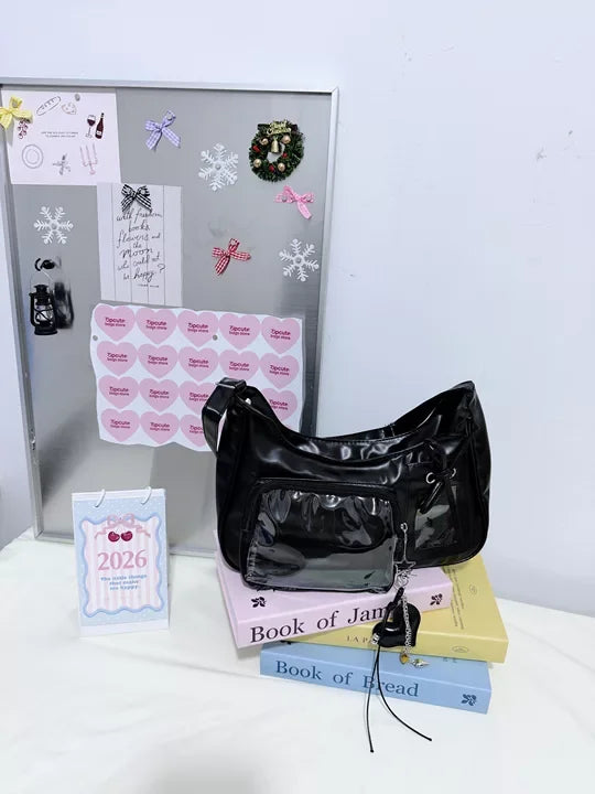 Y2k harajuku bolsa de ombro feminina coreano transparente ita saco escola crossbody saco feminino designer japonês bolsa preppy