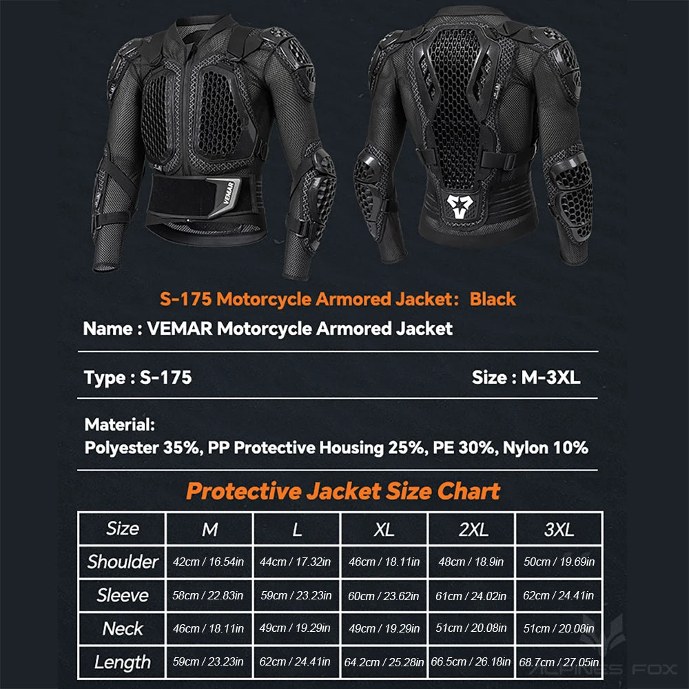 VEMAR 2025 Homens Nova Jaqueta de Motocicleta Moto Armadura MX Armadura Jaqueta de Corrida de Motocross Aprovação CE Moto Moto Equipamento de Proteção