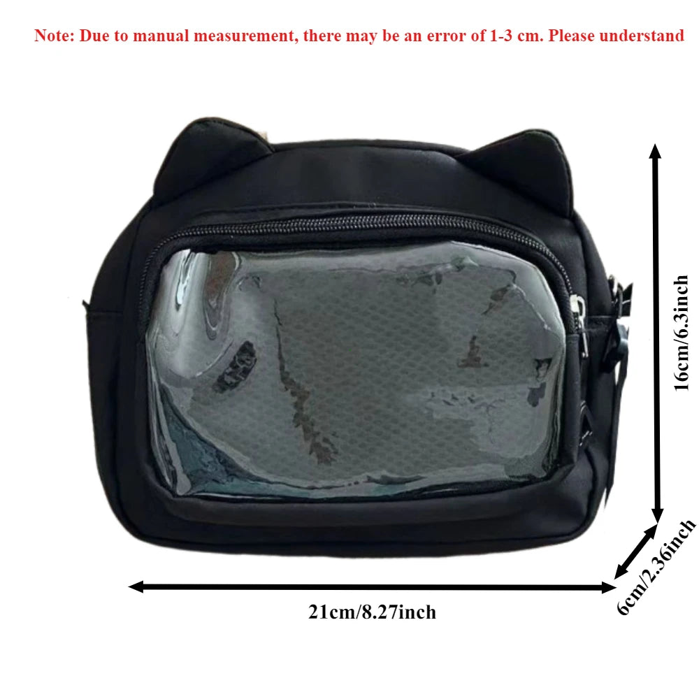 Y2k japonês harajuku sacos de escola para meninas novo transparente itabag ombro crossbody saco diy emblemas placa exibição ita saco