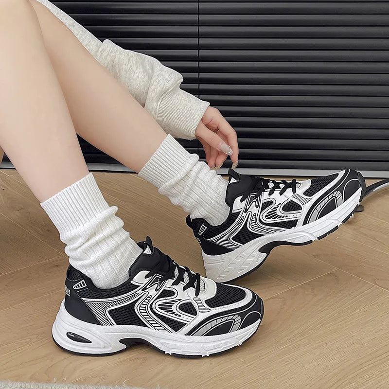 2025 Summer New Women's Dad Sneakers - Breathable Mesh Small-Design Casual All-Match Sports Shoes