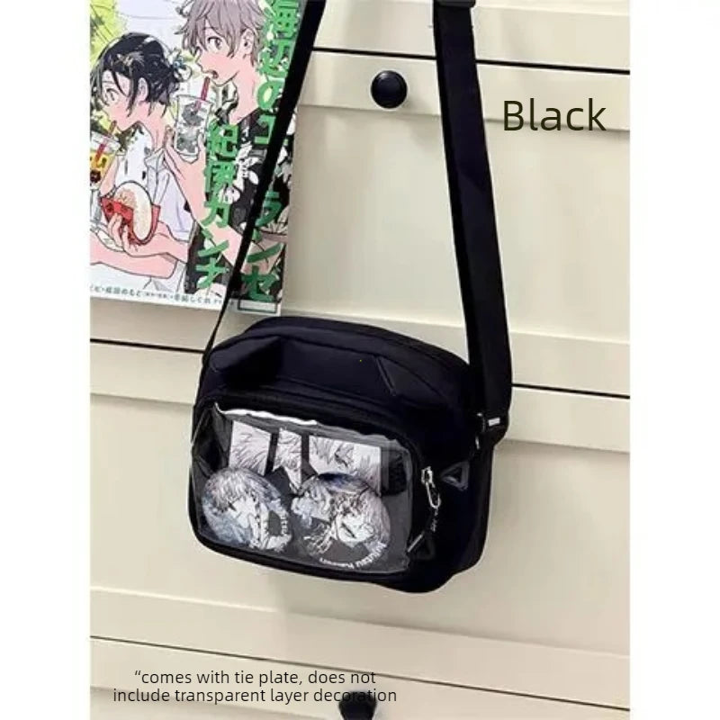 Y2k japonês harajuku sacos de escola para meninas novo transparente itabag ombro crossbody saco diy emblemas placa exibição ita saco