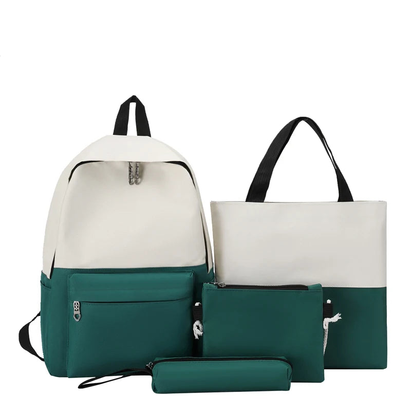 4 pçs conjuntos de mochilas para adolescentes grande capacidade sólida faculdade mochilas leves portáteis estudantes viagem