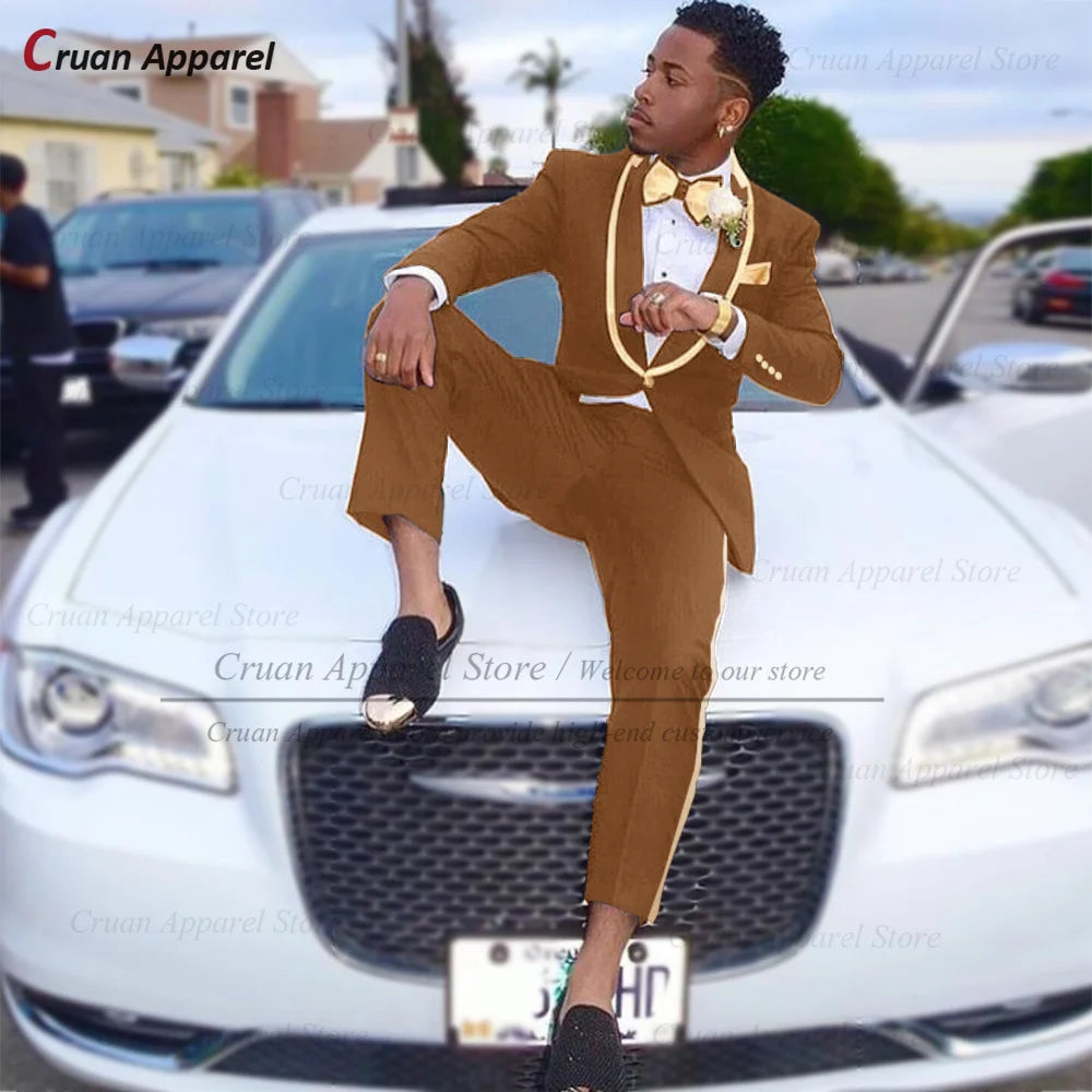 Conjuntos de terno clássico masculino atividades formais sob medida fino ajuste roupas casamento elegante padrinho trajes blazer calças 2 peças
