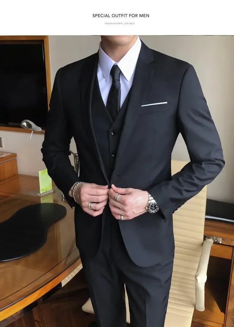Conjunto de terno de casamento casual para homens profissional melhor homem estilo coreano novo noivo negócios formal jaqueta fino ajuste primavera terno
