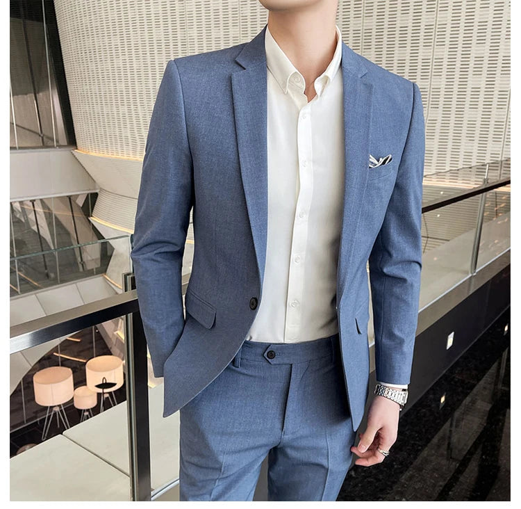 Conjunto masculino de duas peças, terno monocromático, todo apto para banquete bonito, casual e elegante, de alta qualidade, novo e elegante, M-4XL, 2022