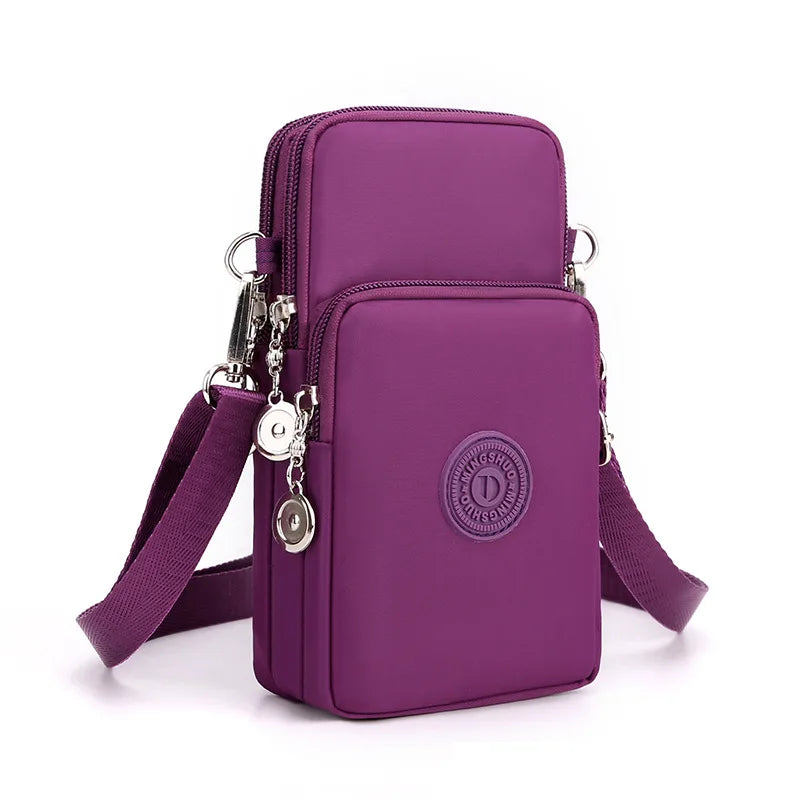 Bolsa de celular de nylon para mulheres, Bolsa para celular, Bolsa de moedas, Bolsa de ombro, Pequena bolsa crossbody, Bolsa de viagem, Nova