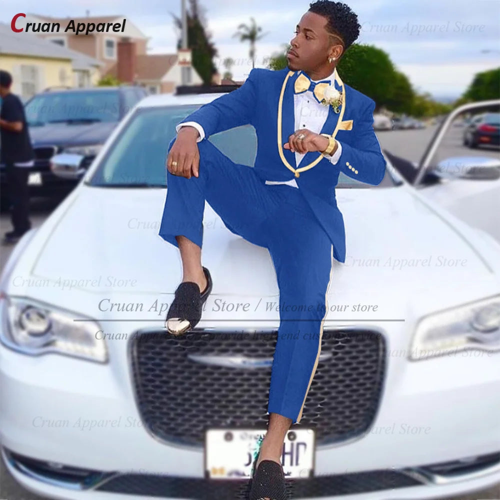 Conjuntos de terno clássico masculino atividades formais sob medida fino ajuste roupas casamento elegante padrinho trajes blazer calças 2 peças