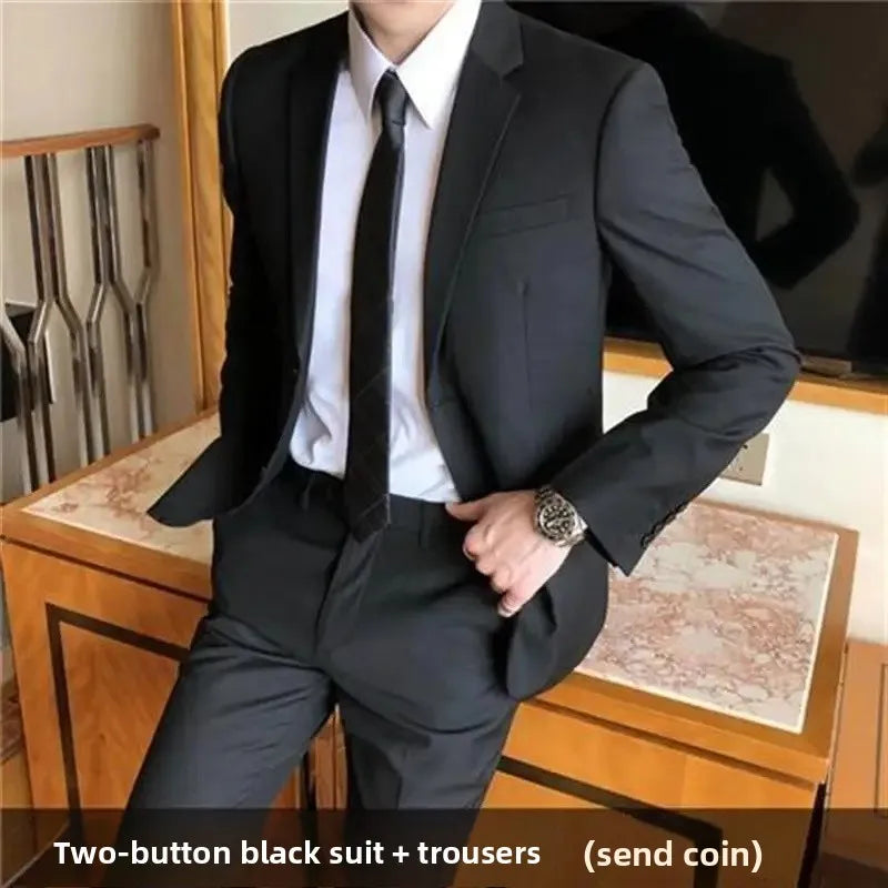 Conjunto de terno de casamento casual para homens profissional melhor homem estilo coreano novo noivo negócios formal jaqueta fino ajuste primavera terno