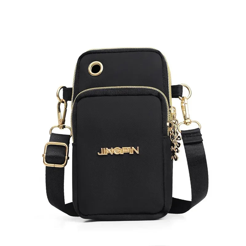 Bolsa de Celular Feminina Transversal Mini, Bolsa de Moedas Moderna para Mães, Bolsa de Ombro para Corrida com Alça de Pescoço, Carteira de 3 Camadas