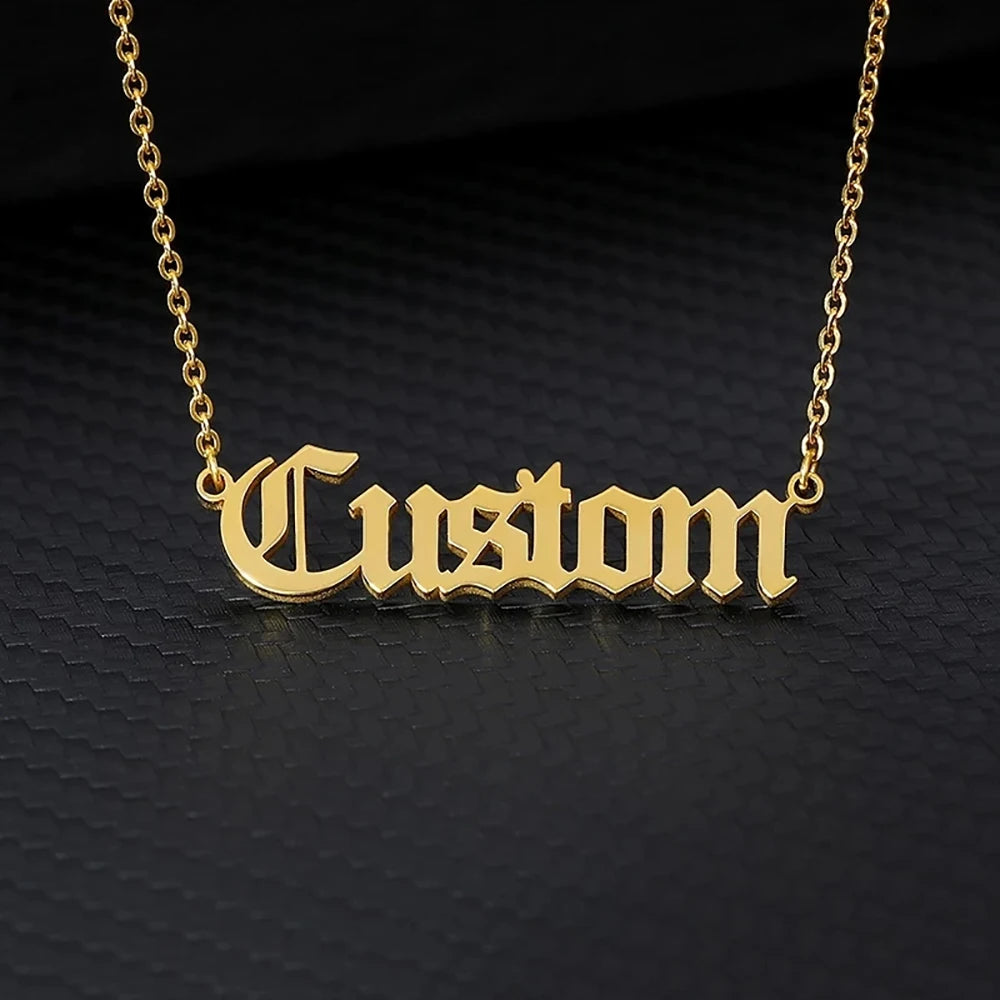 Colares com nome personalizado para mulheres, colar com pingente personalizado em aço inoxidável, joias personalizadas para o pescoço, presente de aniversário para namorada