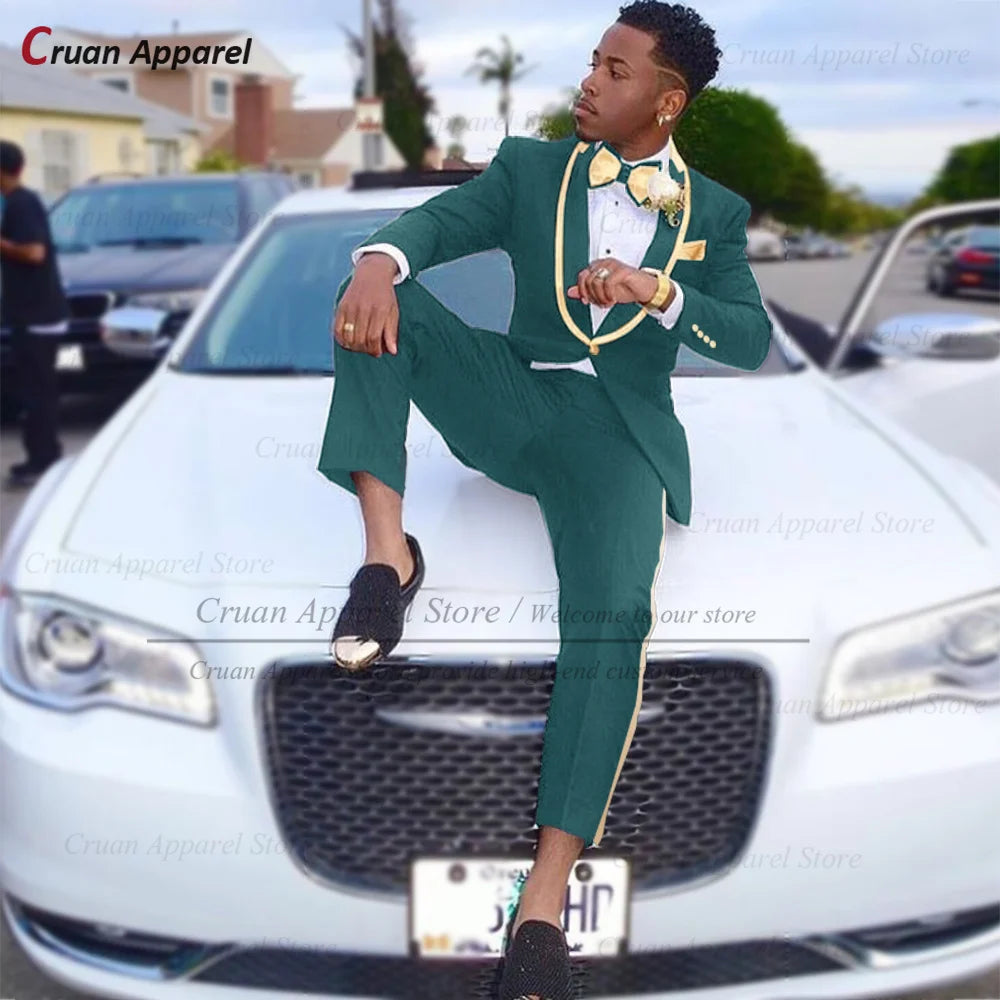 Conjuntos de terno clássico masculino atividades formais sob medida fino ajuste roupas casamento elegante padrinho trajes blazer calças 2 peças
