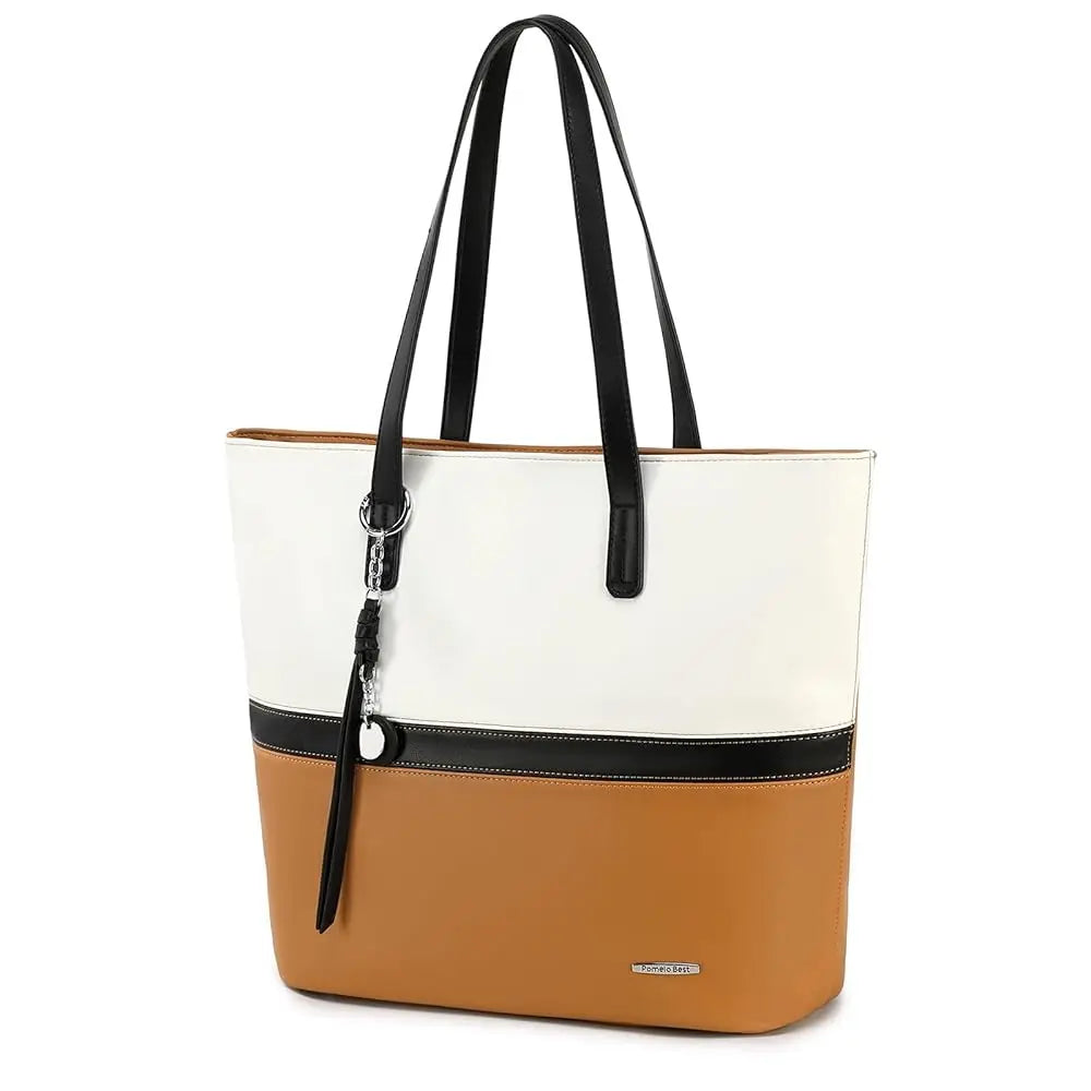 Bolsa feminina senhoras shopper grande sacola de couro do plutônio bolsa de ombro com compartimento grande para escritório escola compras