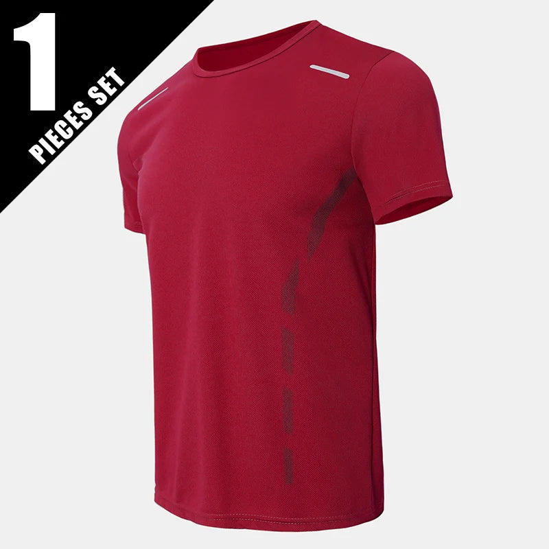 1/4 pçs masculino verão moda impressão de secagem rápida de manga curta juventude lazer esportes fitness respirável topo de meia-idade solto t