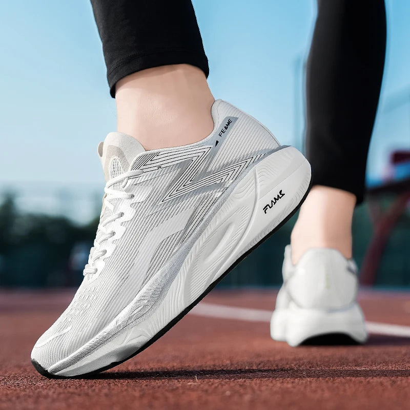Calçados de corrida masculinos casuais e confortáveis de cor sólida resistentes ao desgaste, calçados esportivos respiráveis e fáceis de usar com cadarços ajustáveis, antiderrapantes e confortáveis para exercícios a