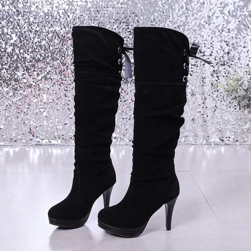 Botas femininas de luxo cavaleiro comprimento bota moda sexy sapatos de couro macio couro elegante confortável joelho botas altas