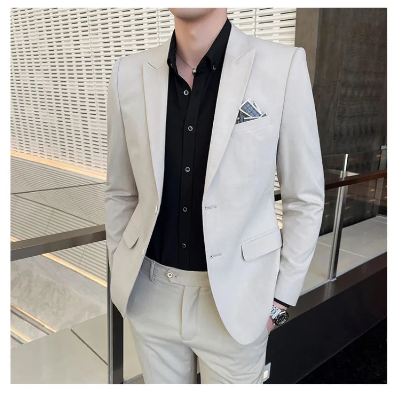 2025 terno de negócios masculino fino vestido de casamento conjunto de duas peças M-4XL elegante bonito tudo-em-um calças de banquete