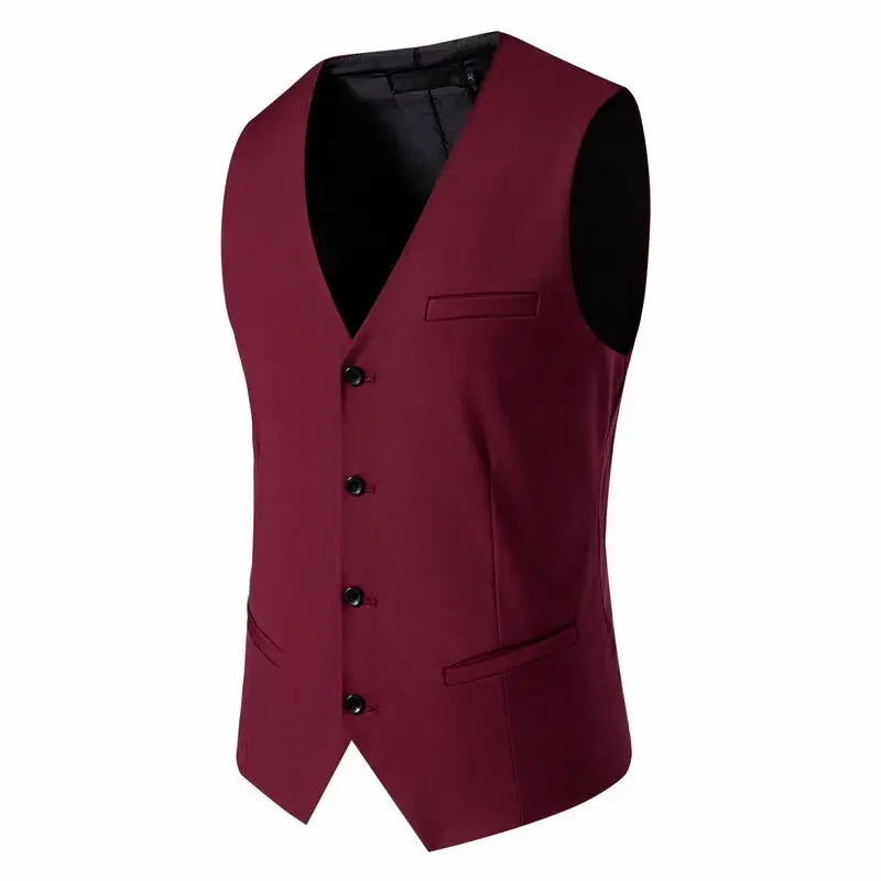 Terno masculino (blazer + colete + calças) moda negócios cor sólida casamento estilo britânico workwear, terno de desempenho casual