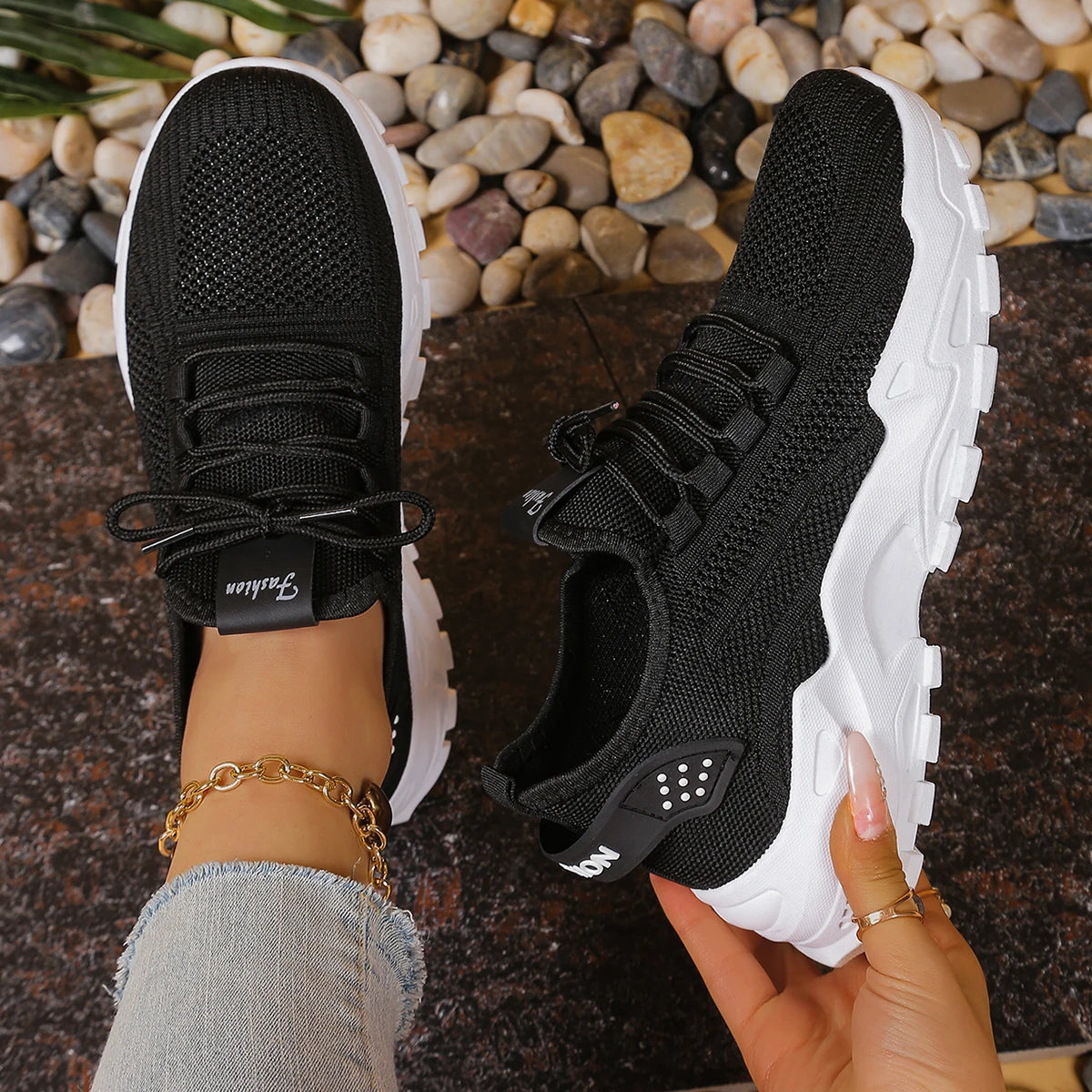 Calçados femininos, calçados esportivos femininos 2025 sapatos femininos respiráveis de malha única pai sapato esportivo feminino casual e versátil