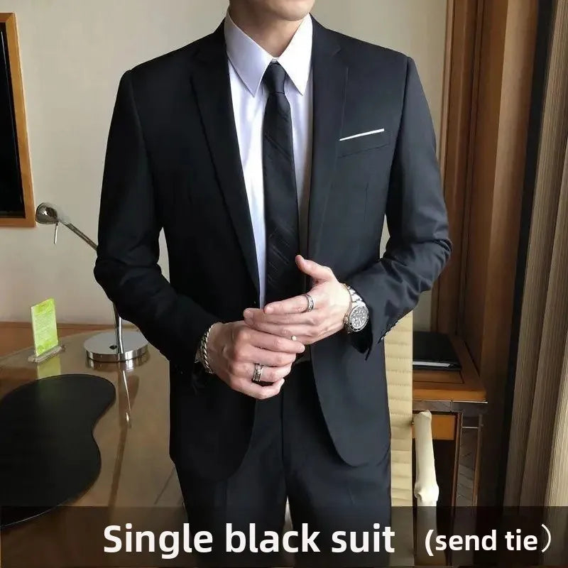 Conjunto de terno de casamento casual para homens profissional melhor homem estilo coreano novo noivo negócios formal jaqueta fino ajuste primavera terno