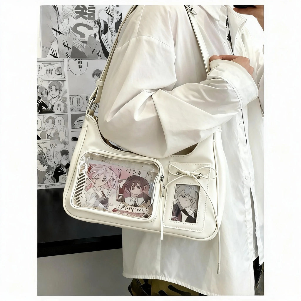 Y2k harajuku bolsa de ombro feminina coreano transparente ita saco escola crossbody saco feminino designer japonês bolsa preppy