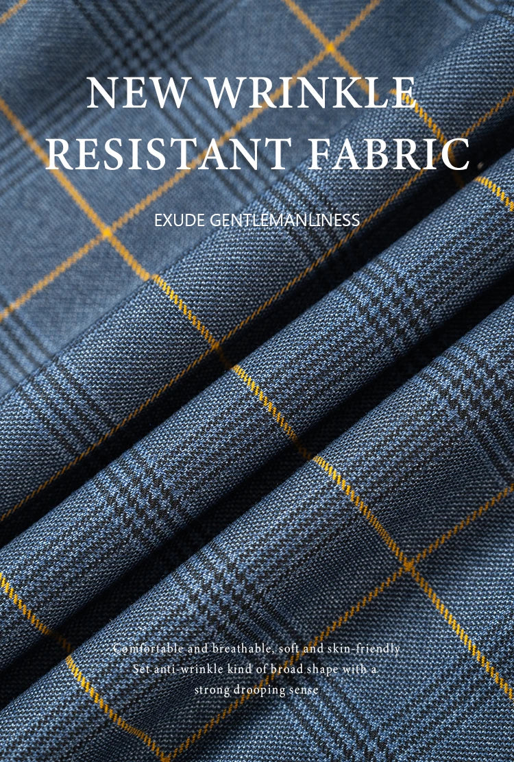 Conjunto de terno xadrez de 3 peças, azul escuro, elegante, para negócios, escritório, casamento, traje formal, elegante, completo, para jantar.