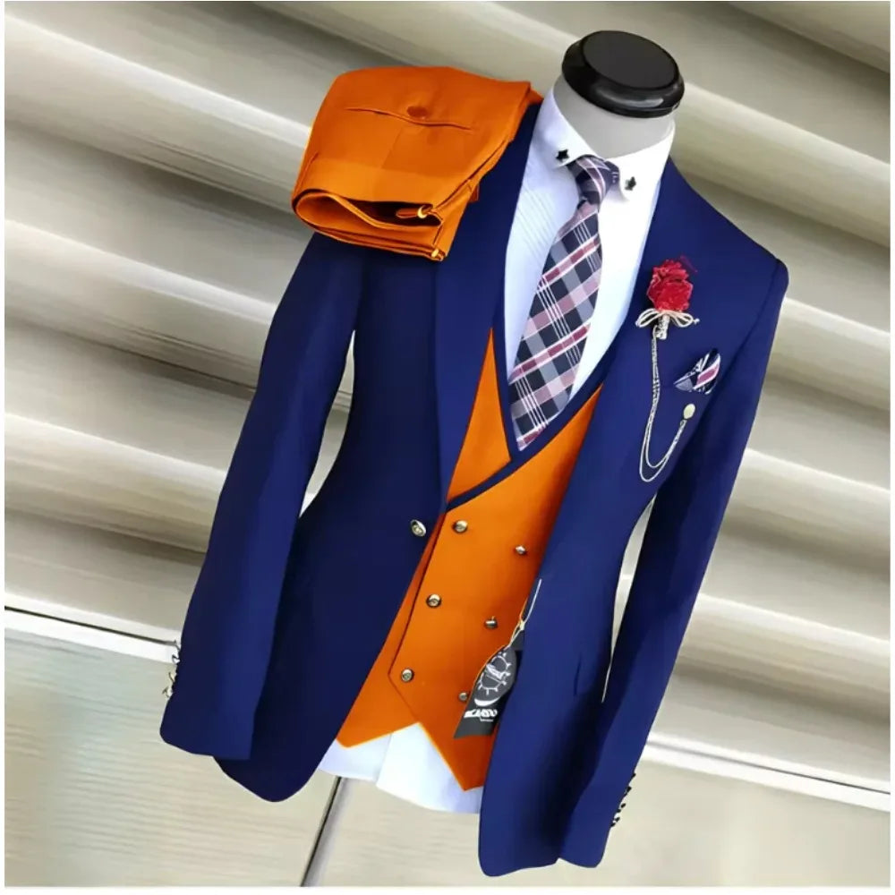 Ternos de negócios para homens casamento noivo notch lapela duplo breasted colete masculino vestido traje homme festa de formatura roupas masculinas 3 peças