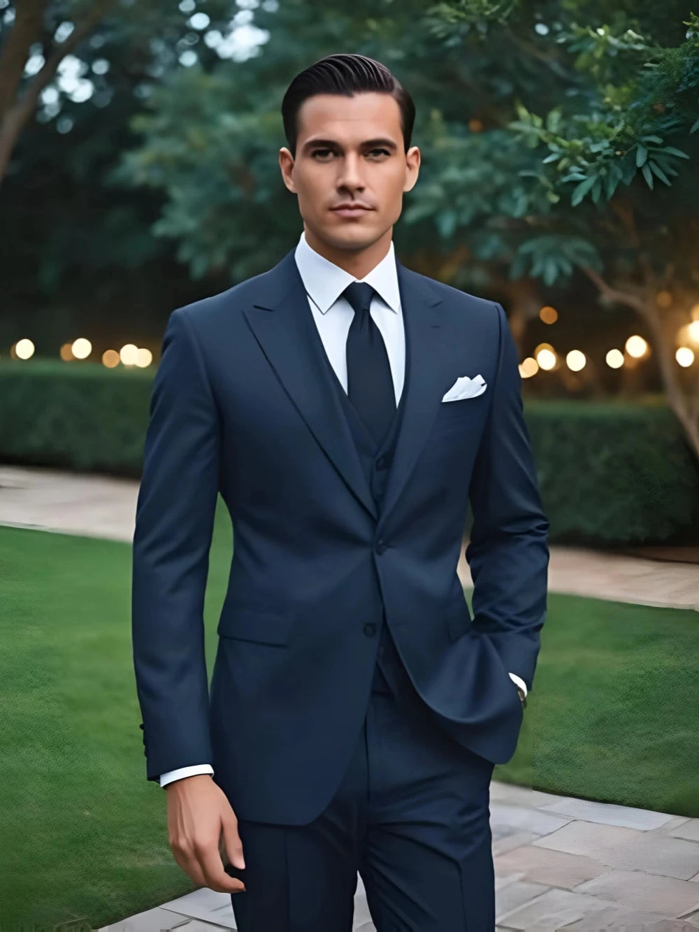 Clássico formal masculino negócios smoking 2 peças blazer calças elegante azul terno conjunto para festa de casamento convidado roupa personalizado