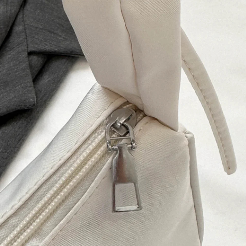 Bordado bowknot borboleta bolsa de ombro y2k-estilo plissado alça náilon arco sacola maquiagem batom bolsa nova