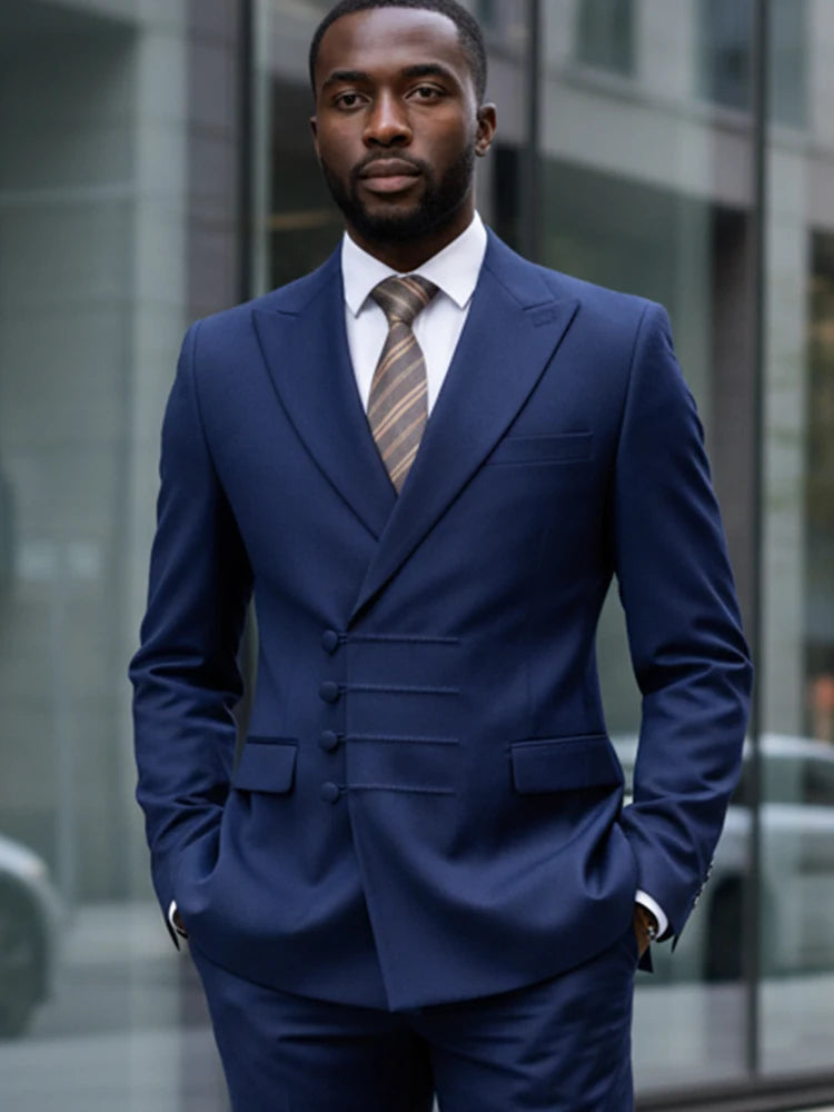 Terno masculino elegante ST Cassy para casamento, cinza, slim fit, trespassado, com vários botões, casual, para negócios, conjunto de 2 peças para festa.
