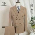 Terno masculino elegante azul escuro ST Cassy, conjunto de 2 peças, moderno, para casamento, festas, negócios e escritório.