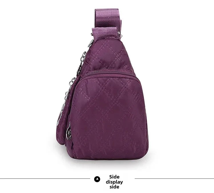Bolsa crossbody feminina multicamadas de nylon à prova d'água, bolsa de ombro casual para mulheres de meia-idade e idosas, bolsa de grande capacidade