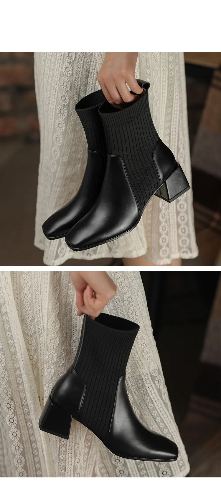 2025 outono inverno novas meias de tornozelo sapatos femininos moda tamanho grande 43 botas curtas de malha deslizamento em salto alto botas de mujer