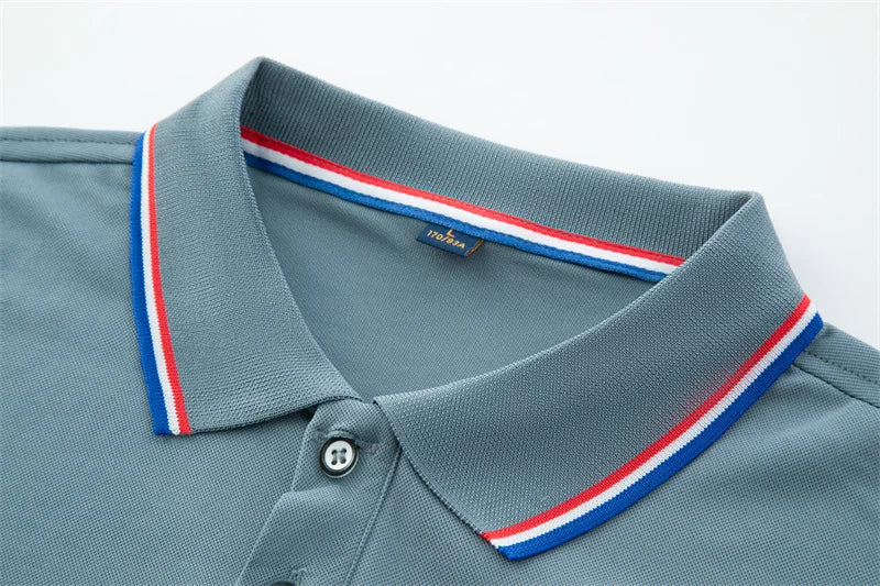 2025 nova camisa polo masculina casual de cor sólida de manga curta verão elegante e confortável versátil topo