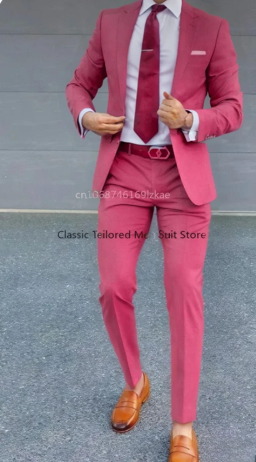 Terno masculino 2 peças terno jaqueta calças formal casamento smoking noivo roupas cor personalizada blazer XS-5XL
