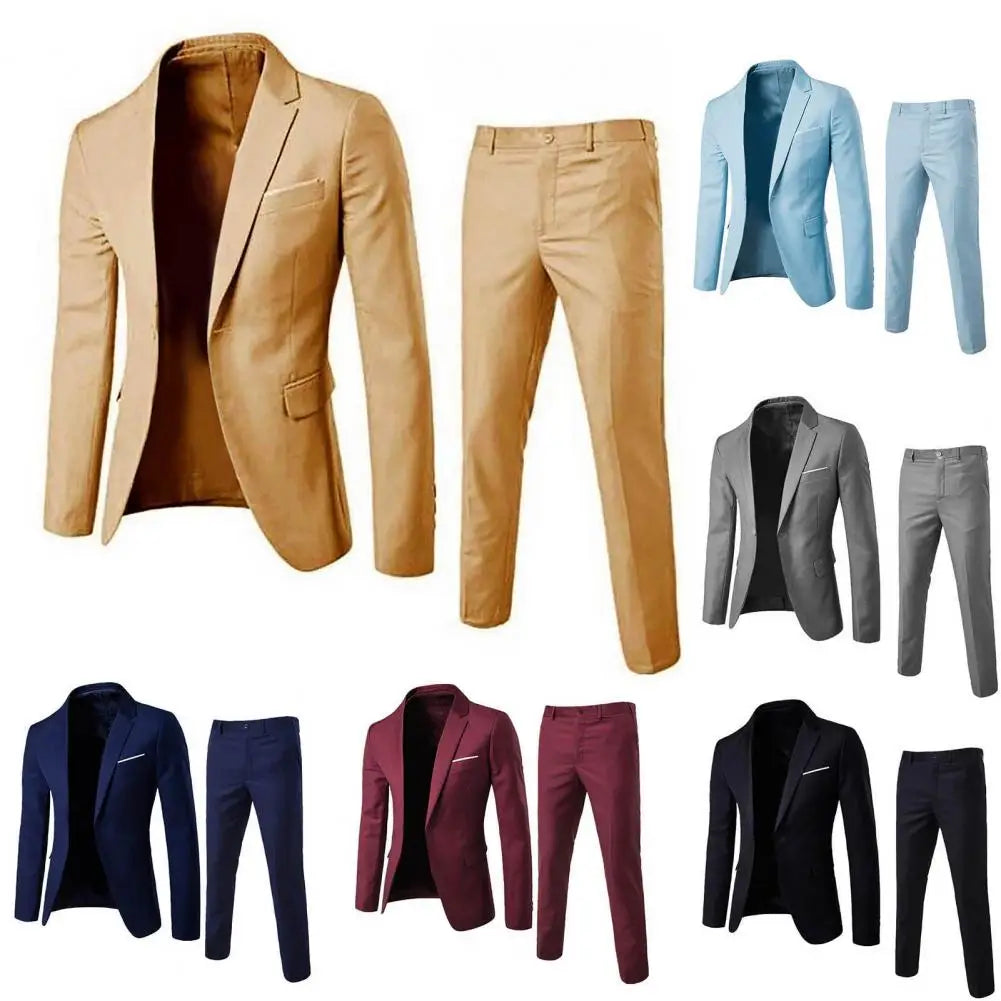 Calças masculinas formais 2 peças ternos masculinos terno de baile de casamento fino ajuste negócios trabalho wear ternos jaqueta do noivo masculino terno formal calças