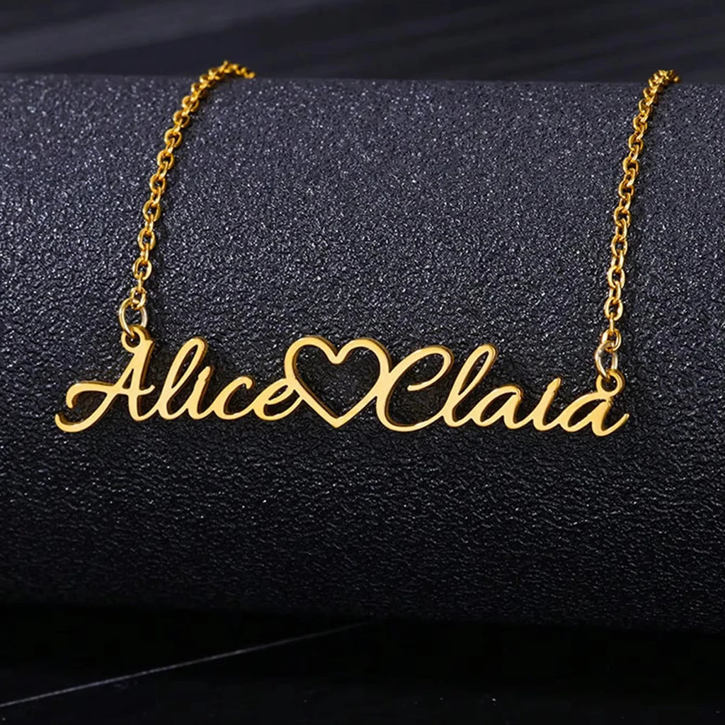 Colares com nome personalizado para mulheres, colar com pingente personalizado em aço inoxidável, joias personalizadas para o pescoço, presente de aniversário para namorada