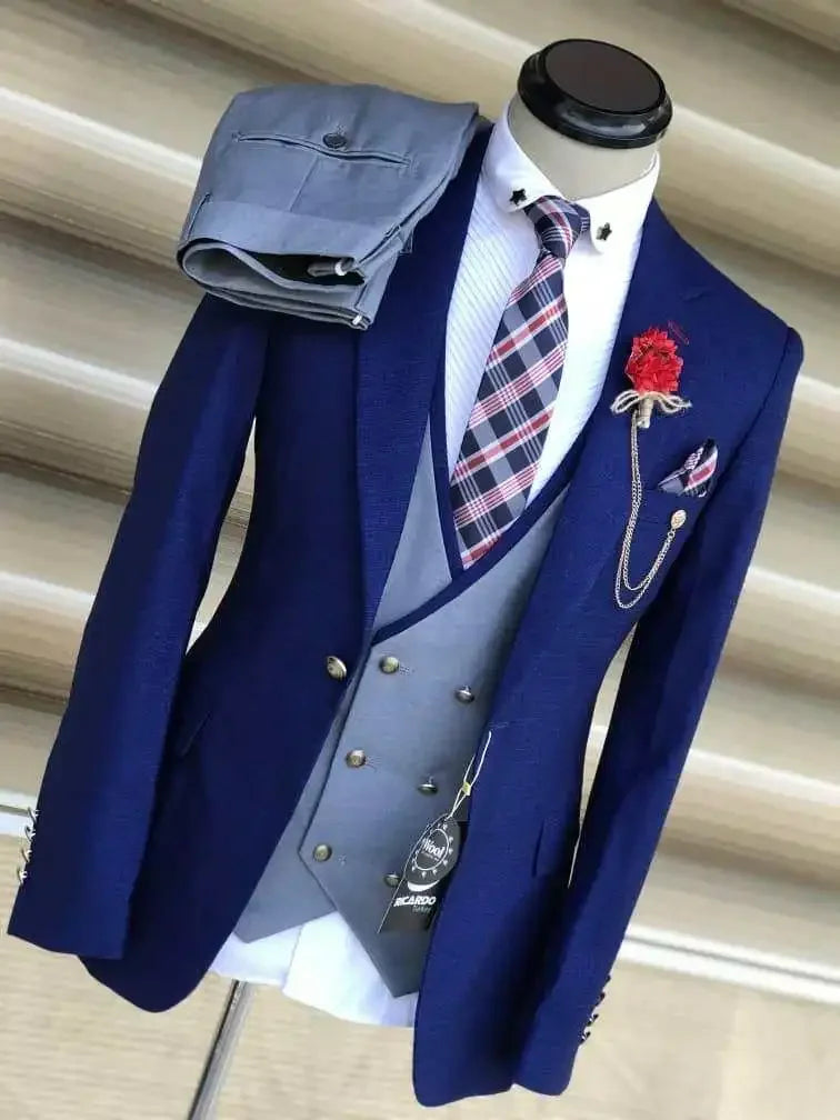 Ternos de negócios para homens casamento noivo notch lapela duplo breasted colete masculino vestido traje homme festa de formatura roupas masculinas 3 peças