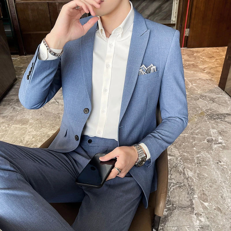 2025 terno de negócios masculino fino vestido de casamento conjunto de duas peças M-4XL elegante bonito tudo-em-um calças de banquete