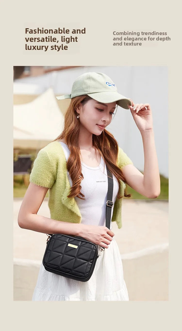 Bolsa feminina bordada na moda Bolsa para câmera moderna Bolsa quadrada pequena Bolsa crossbody de ombro único Estilo minimalista urbano P...