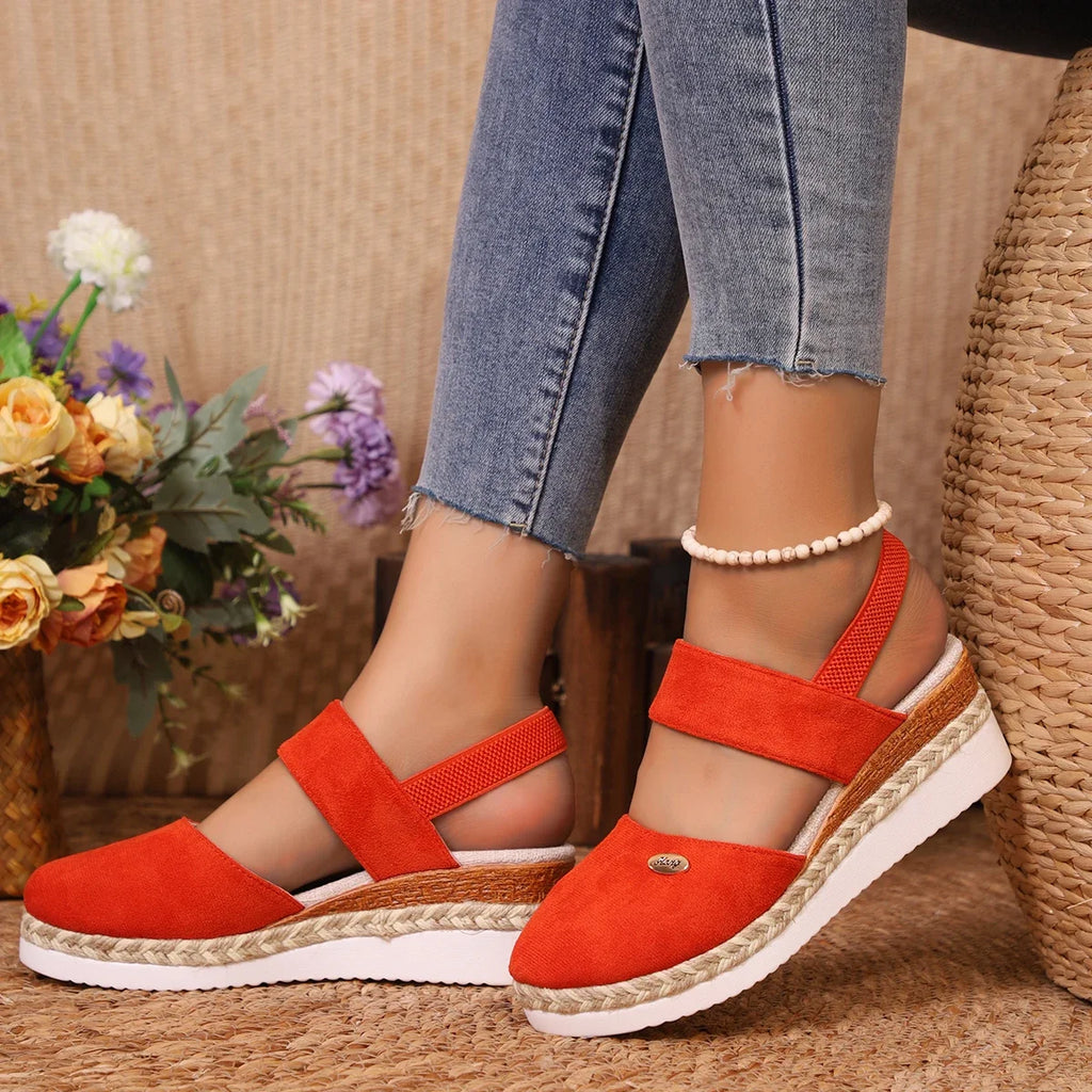 2025 novas mulheres dedo do pé fechado sandálias de cunha moda alpercatas sandálias plataforma fivela cinta sapatos gladiador mulher zapatos de mujer