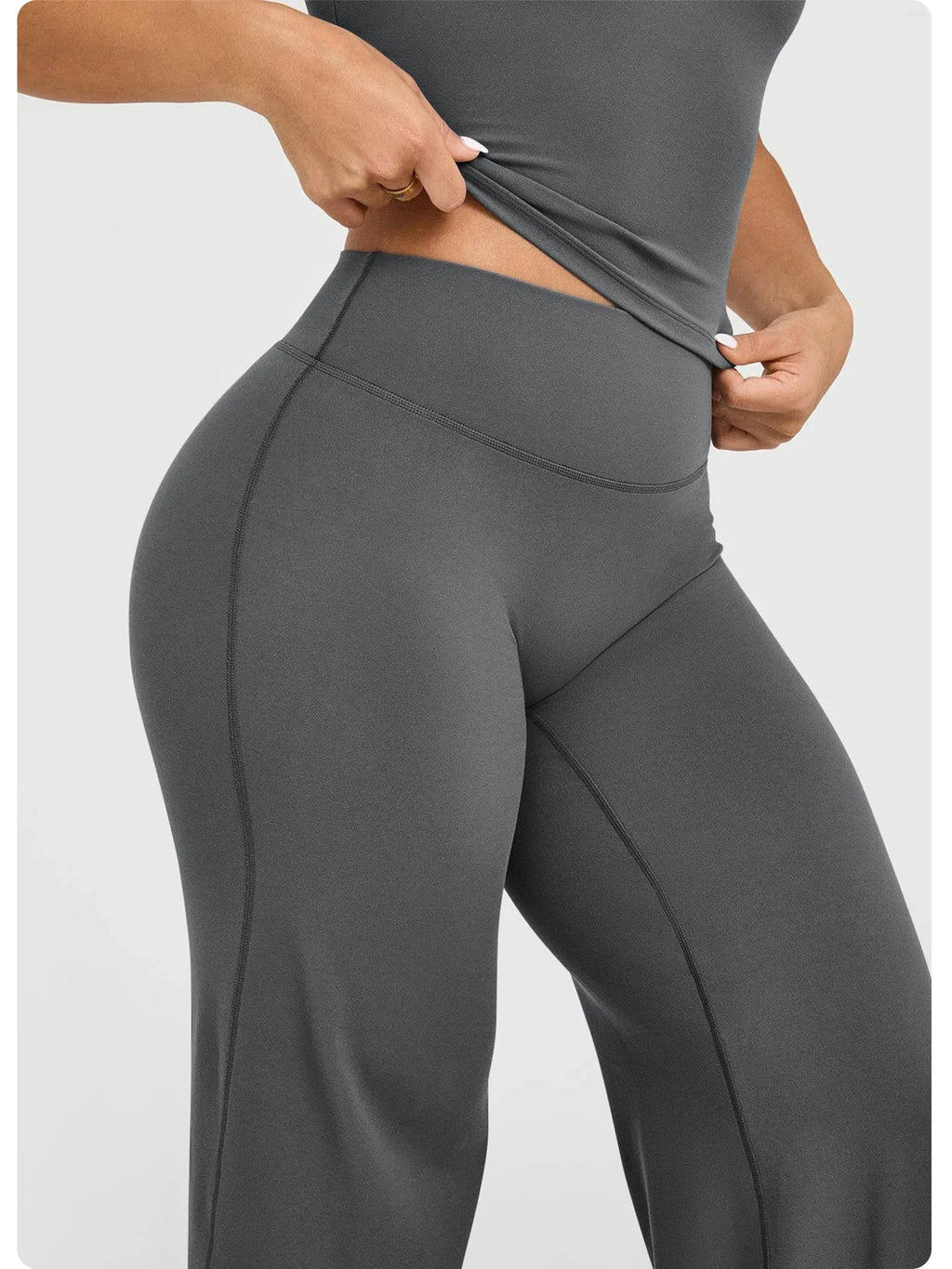 Calças de Yoga de Cintura Alta e Perna Larga para Mulheres, Efeito Levanta Bumbum, Marrom Café, Calças de Treino, Leggings Flare, Controle de Barriga, Roupa de Ginástica e Fitness