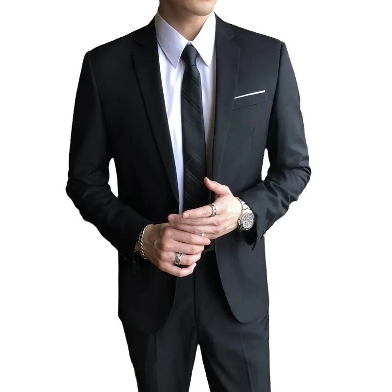 Conjunto de terno de casamento casual para homens profissional melhor homem estilo coreano novo noivo negócios formal jaqueta fino ajuste primavera terno