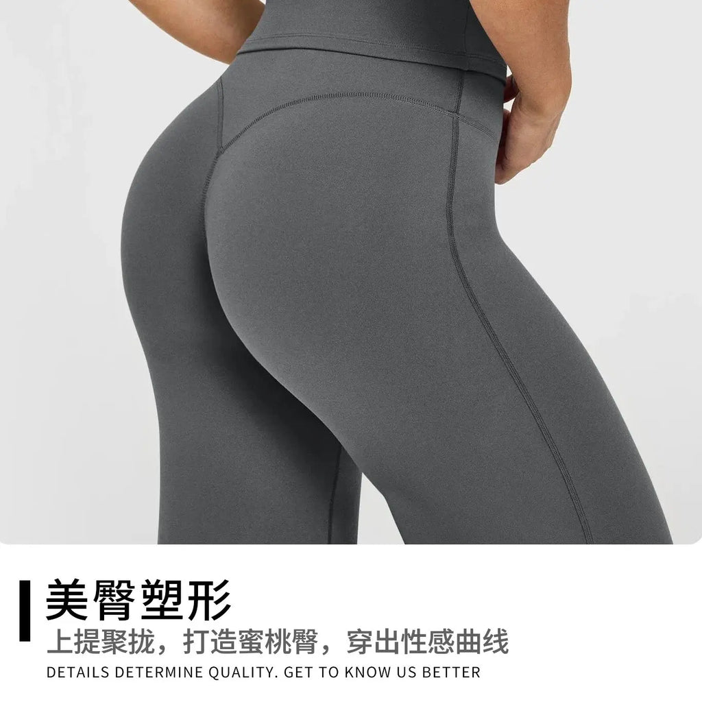 Calças de Yoga de Cintura Alta e Perna Larga para Mulheres, Efeito Levanta Bumbum, Marrom Café, Calças de Treino, Leggings Flare, Controle de Barriga, Roupa de Ginástica e Fitness