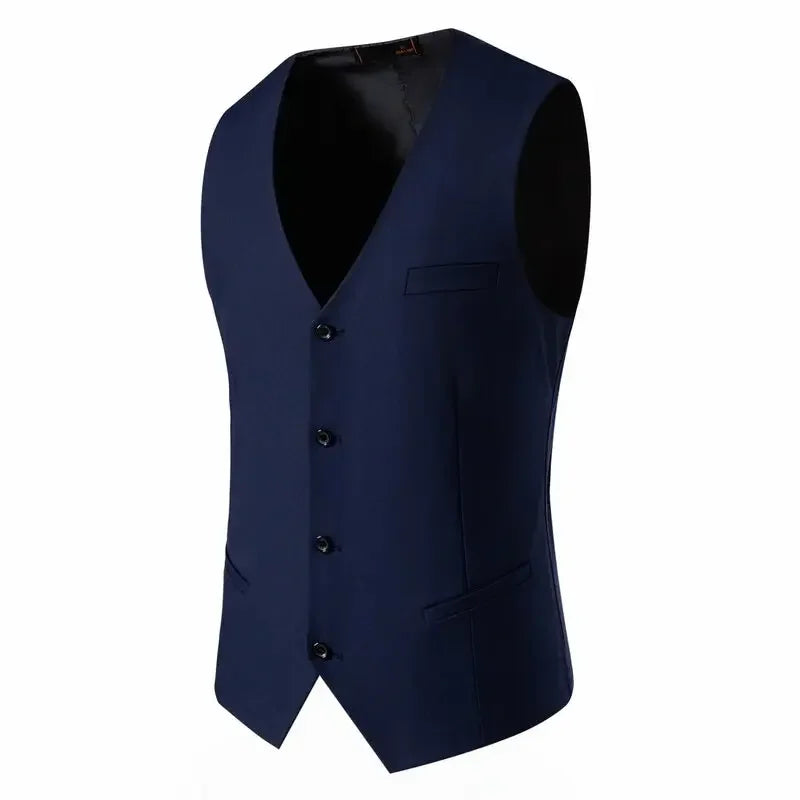 Terno masculino (blazer + colete + calças) moda negócios cor sólida casamento estilo britânico workwear, terno de desempenho casual