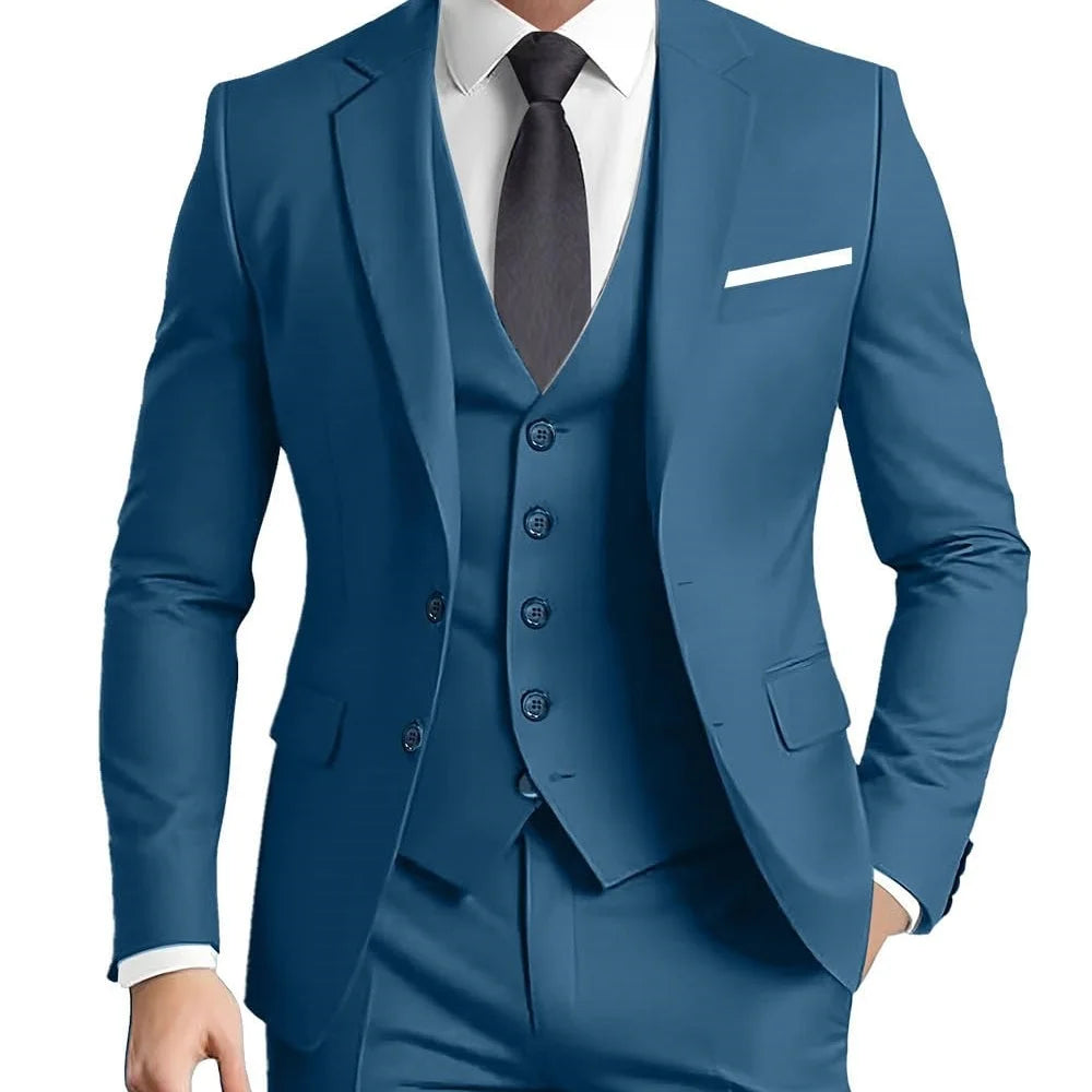 Terno Masculino Verde Oliva com Lapela Pontiaguda, Conjunto Formal de 3 Peças (Jaqueta, Calça e Colete) para Ocasiões de Festa em Casa