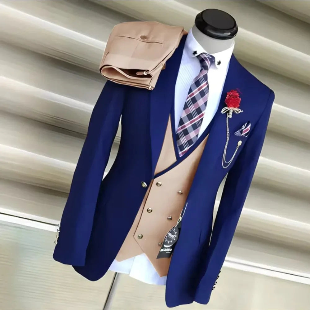 Ternos de negócios para homens casamento noivo notch lapela duplo breasted colete masculino vestido traje homme festa de formatura roupas masculinas 3 peças