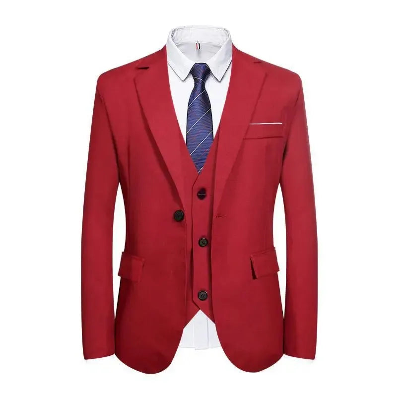 Terno de três peças masculino casual negócios profissional fino ajuste estilo coreano luz azul formal wear westwear ae estoque