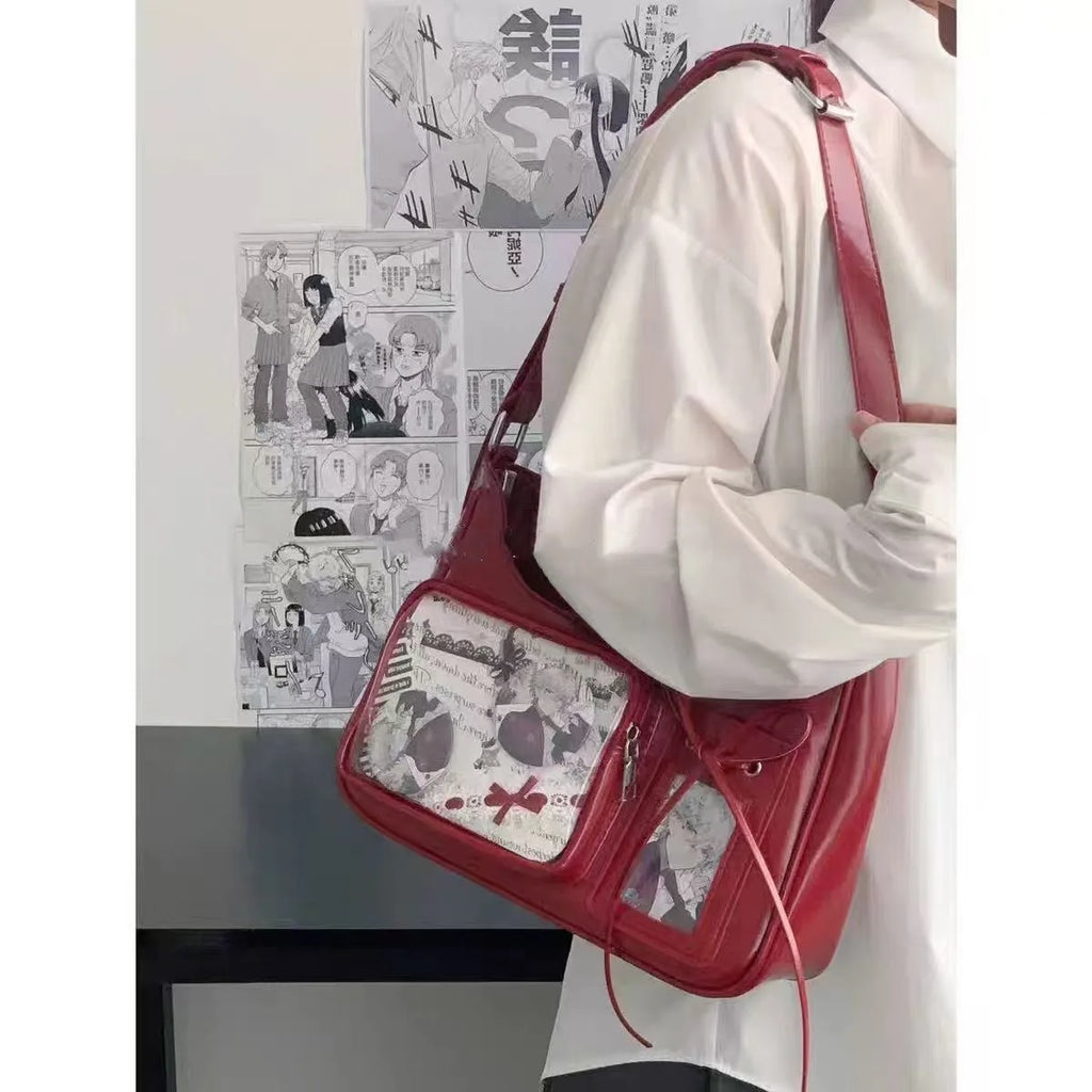 Y2k harajuku bolsa de ombro feminina coreano transparente ita saco escola crossbody saco feminino designer japonês bolsa preppy