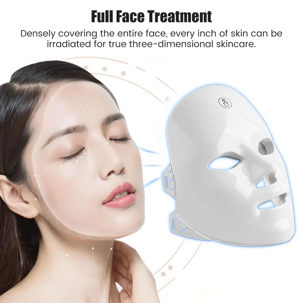7-1 cores led máscara de cuidados com a pele facial, máscara de luz vermelha para rosto, rejuvenescimento casa face lifting clareamento dispositivo de beleza