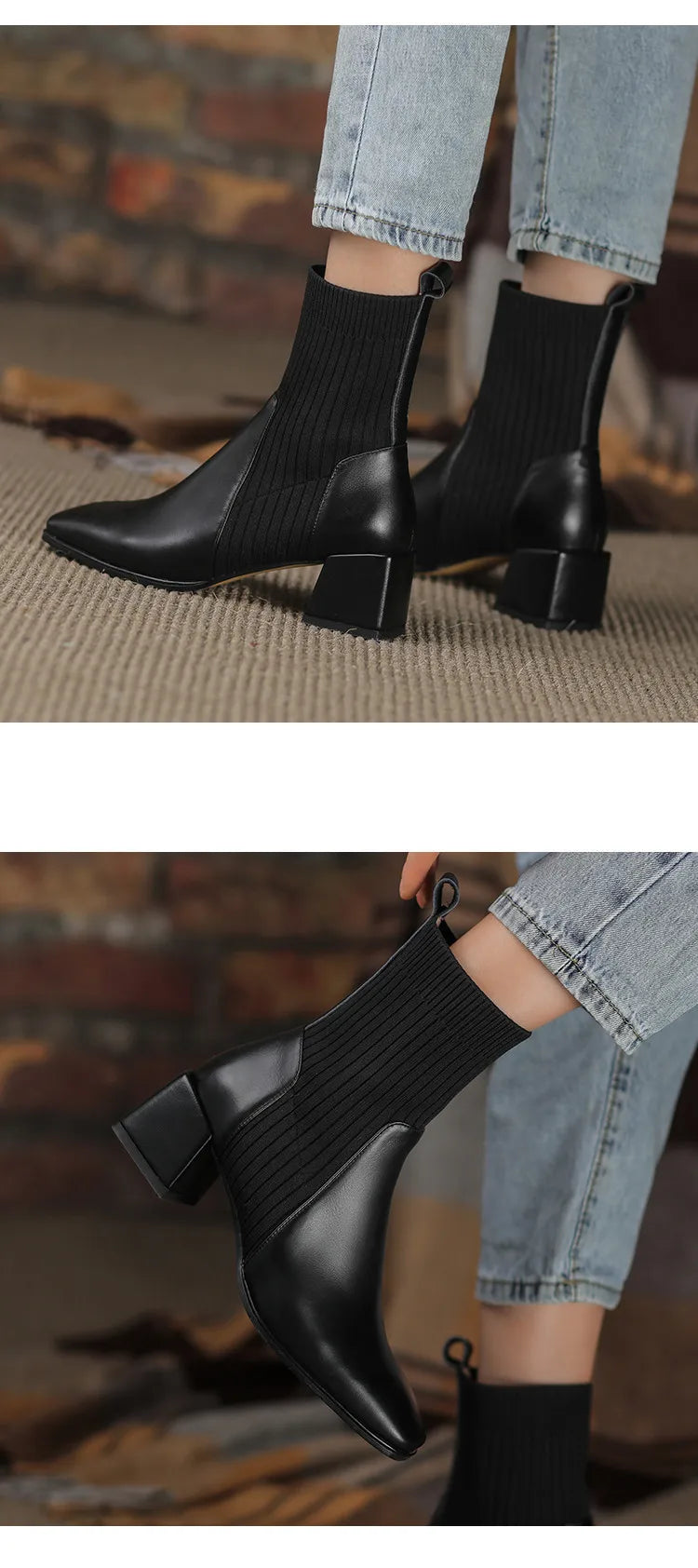 2025 outono inverno novas meias de tornozelo sapatos femininos moda tamanho grande 43 botas curtas de malha deslizamento em salto alto botas de mujer
